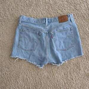 Levi's Light Blue Cutoff Denim Shorts with Frayed Hem
